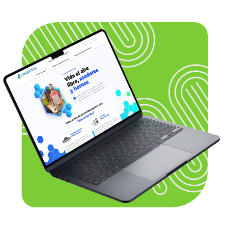 Laptop mostrando el sitio web de Asequimicos con una sección titulada