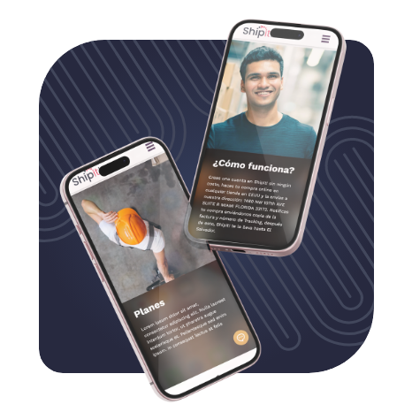 Dos smartphones mostrando pantallas de la app de Shipit. Izquierda: